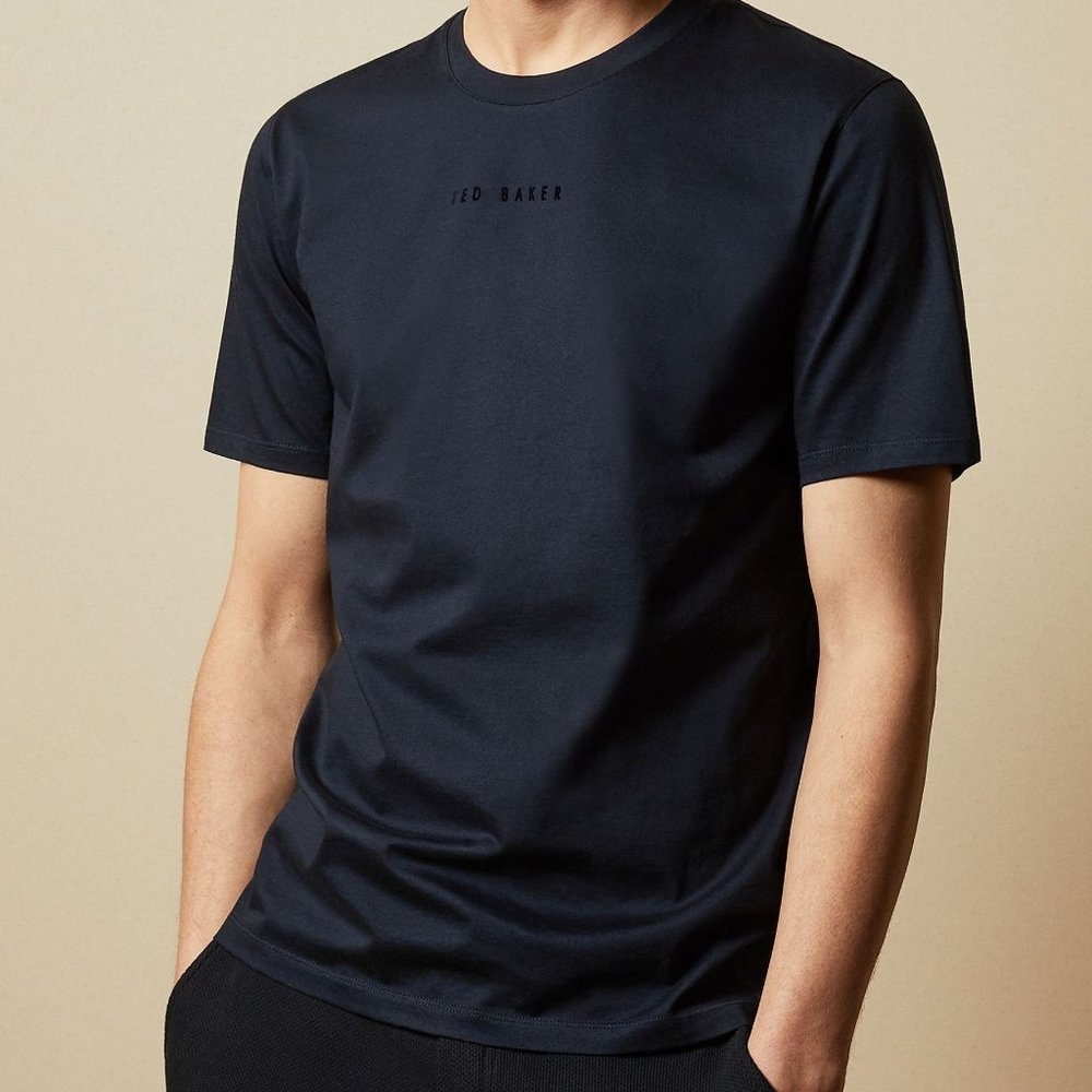 NEW!!! Ted Baker Mens Navy Blue Tee Shirt w/Embroidered Logo; Ted Sz 6 (XXL)